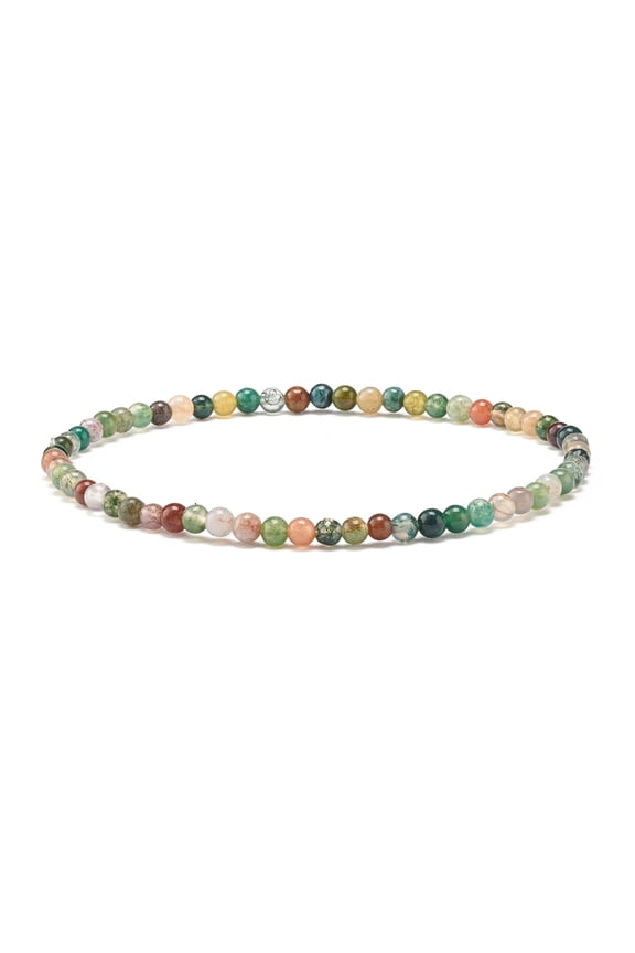 10pcs Mini Indian Agate Beaded Stretch Bracelets for Women Inner Diameter: 2-1/8 inch(5.4cm)