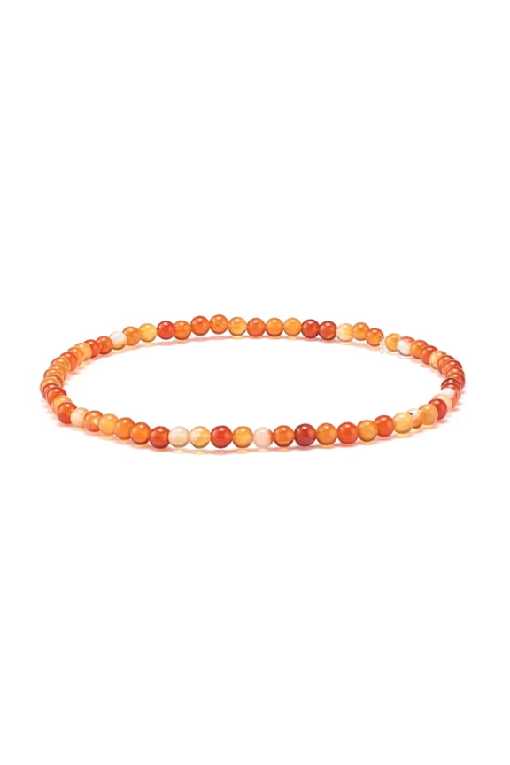 10pcs Mini Natural Carnelian Beaded Stretch Bracelets for Women Girls Inner Diameter: 2-1/8 inch(5.4cm)