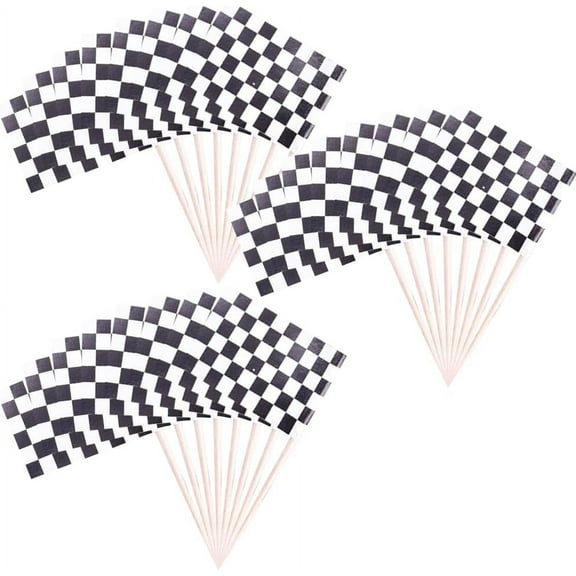 10pcs Mini Racing Flag Paper Food Picks Dinner Cake Toothpicks Cupcake Toppers Party Events Decoration Fruit Sticks Party Supplies