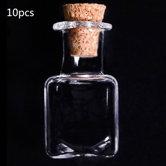 10pcs Mini Small Glass Bottles with Cork Lid Tiny Jars Vials Message Container