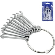 10pcs Mini Spanner Wrenches Set Key Ring Spanner Explosion-proof Pocket British/Metric Type Wrenches (Blue is Metric Type)