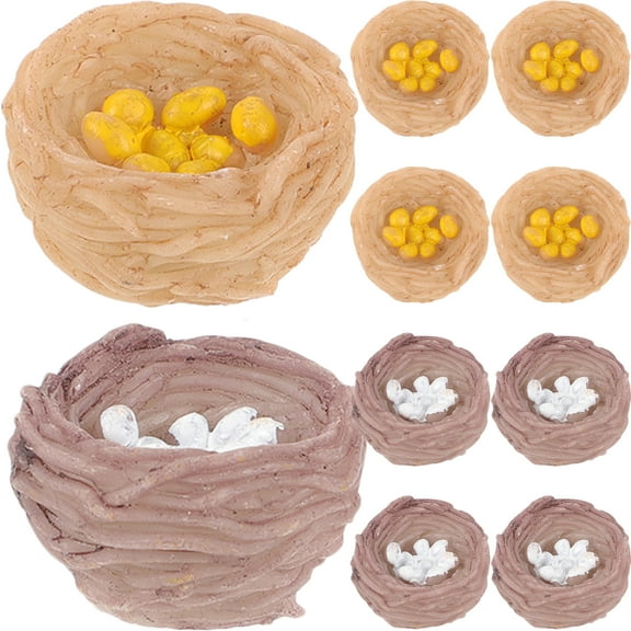 10pcs Miniature Bird Nest Model Microlandscape Bird Nest Ornament Resin Bird Nest Decoration