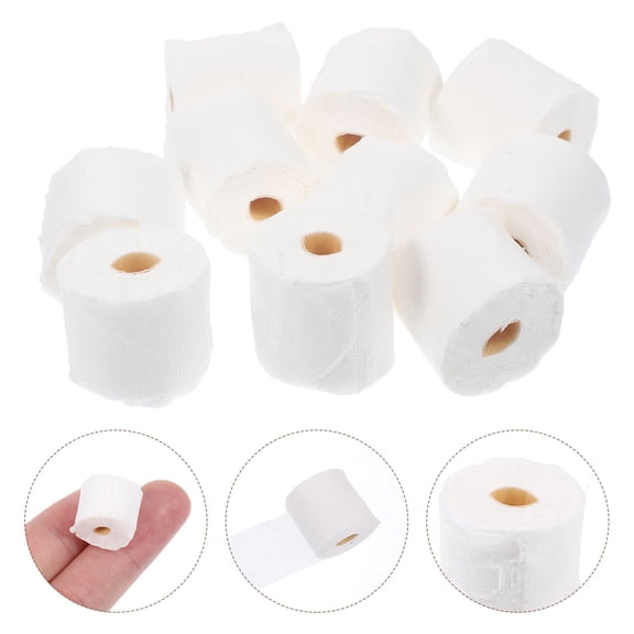 10pcs Miniature Dollhouse Toilet Paper Roll Set, Small Realistic Simulation Bathroom Accessory Model