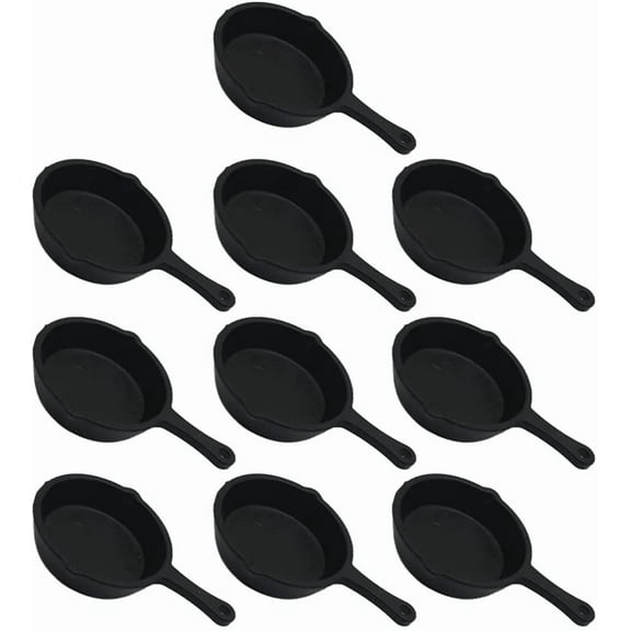 10pcs Miniature Skillet Mini Cast Iron Skillet Small Frying Pan Set for Baked Cookie Brownie Dollhouse Kitchen Accessories