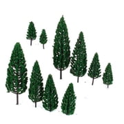10pcs Mixed Model Trees 4.8 -16 cm - for OO Scale Model Railway Train Scenery, Diorama Supplies, Woodland Scene Making