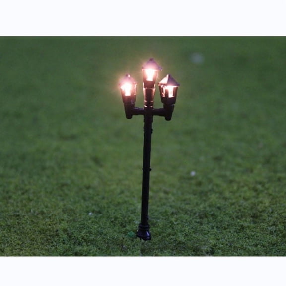 10pcs Model 3-head Scene Garden Lamppost Lamp N Gauge 1:150 Scale Decor Layout