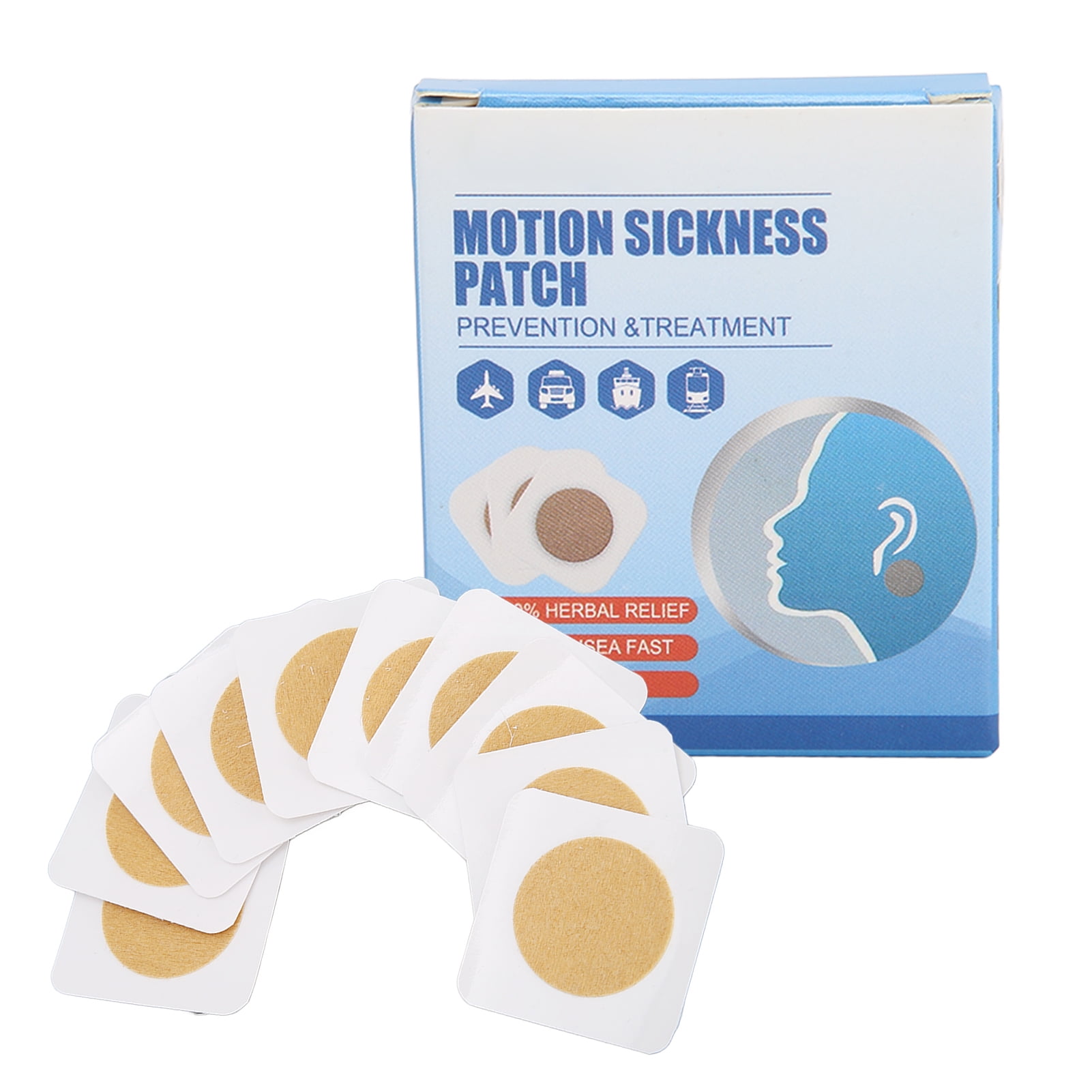 10pcs Motion Sickness Patch Relieve Nausea Dizziness Waterproof Vertigo