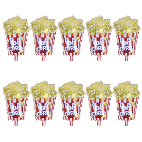 10pcs Movie Night Party Decorations, Popcorn Party Balloons Reusable Movie Theme Party Decoration Balloons Aluminum Foil Portable Popcorn Decorations, for Oscar Party Event Awards Night Ceremony