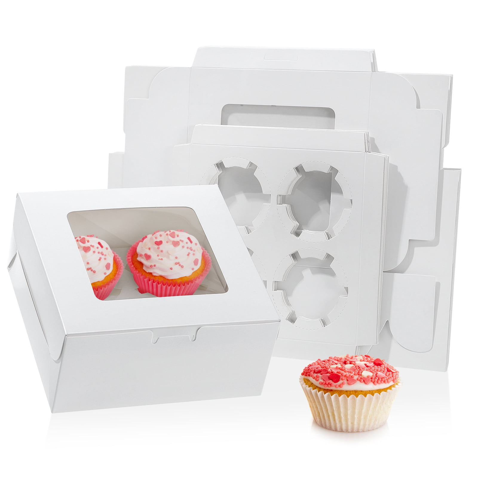 10pcs Muffin Carrier Boxes Paper Cupcake Boxes Egg Tart Containers 4 Compartment Cupcake
