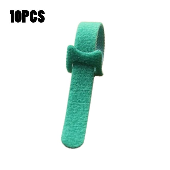 10pcs Multi-Purpose Reusable Hook And Loop Cable Ties Fastening Straps Tie Downs Storage Case,Green,Polyester