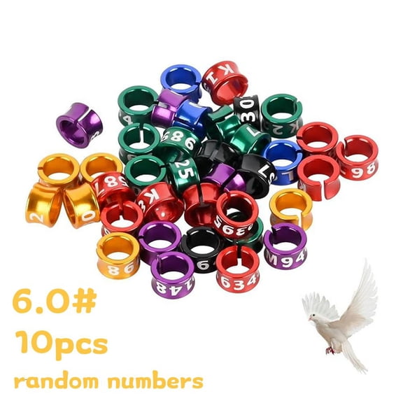 10pcs Multicolor Aluminum Bird Rings - Closed Mouth Leg Bands for Parrots, Pigeons, Budgies, Pet Birds - Lightweight Smooth Metal Foot Bands for Identification & Training