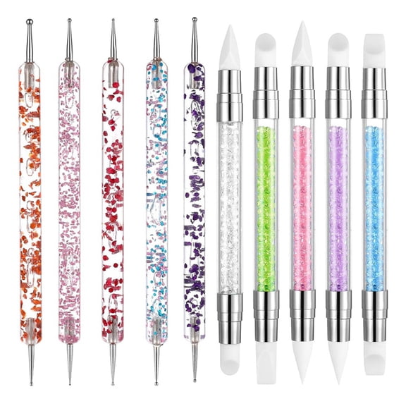 10pcs Nail Art Dotting and Sculpting Tool Set, Double-Ended for Design, , Carving, Painting & 3D Effects