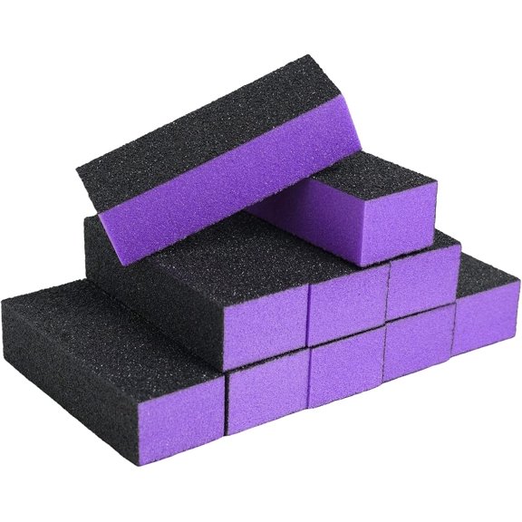 10pcs Nail Buffer Blocks Buffing Block 60/100 Grit Nail Buffer Set Manicure Tools 3 Sided Nail Sanding Supplies Smoother Shiner Nails Polisher for Acrylic Natural Nails Black Purple