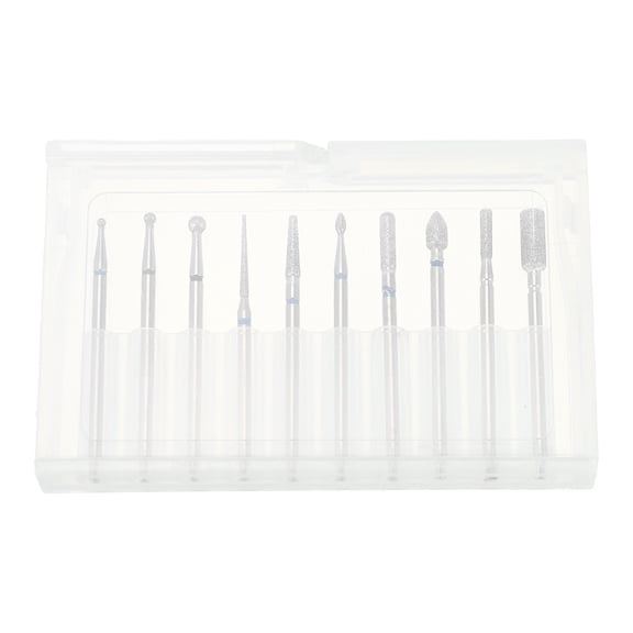 10pcs Nail Drill Bits Set for Home Beauty Manicure Pedicure Shapen Remove Tools Silver Tone