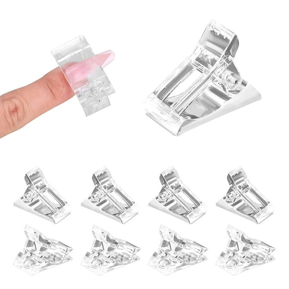 10pcs Nail Tips Clips, Transparent Finger Extension Clip Plastic Nail Clips and Holder Quick Building Nail Tools for Manicure Nail Art