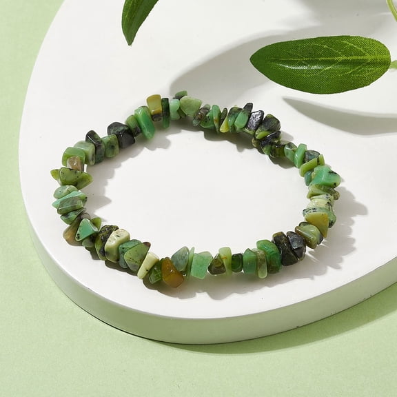 10pcs Natural Chrysoprase Chip Beaded Stretch Bracelets for Women Inner Diameter: 2 inch(5.1cm)DIY