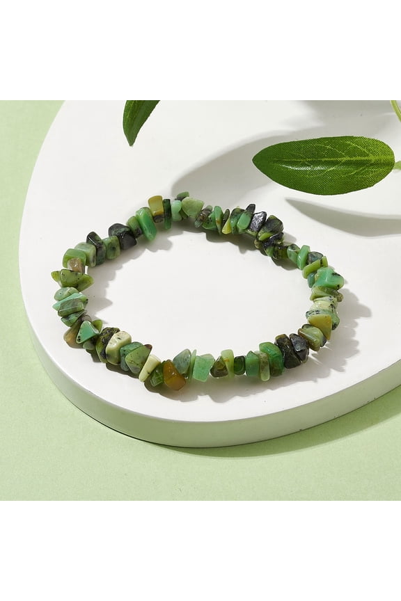 10pcs Natural Chrysoprase Chip Beaded Stretch Bracelets for Women Inner Diameter: 2 inch(5.1cm)DIY