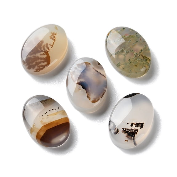 10pcs Natural Dendritic Agate Cabochons Oval 18x13x5mm