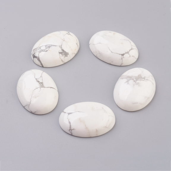 10pcs Natural Howlite Flat Back Cabochons Oval 40x30x8.5mm for DIY