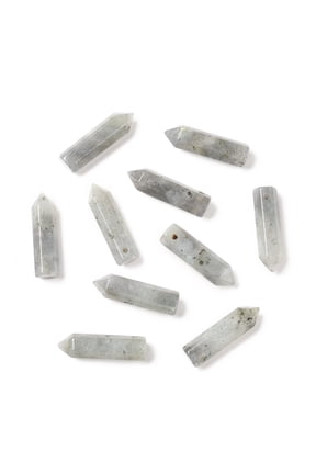 10pcs Natural Labradorite Pointed Pendants Faceted 30-33x8-9mm Hole: 1.4-1.6mm