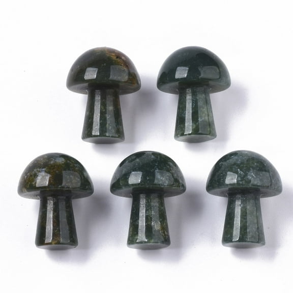 10pcs Natural Moss Agate GuaSha Stone Gua Sha Scraping Massage Tool for SPA Relaxing Meditation Massage Undyed Mushroom Shaped 21x16mm
