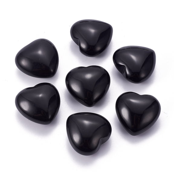 10pcs Natural Obsidian Heart Love Stone Pocket Palm Stone for Reiki Balancing 24.5x25x14mm