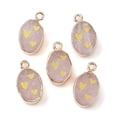 thumbnail image 1 of 10pcs Natural Rose Quartz Pendants Golden Plated Brass Oval Charms with Heart 17.5x10.5x5mm Hole: 1.6mm, 1 of 3