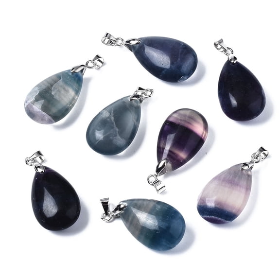 10pcs Natural Stone Pendants Faceted Drop Fluorite Gemstone Beads Agate Stone Pendant for Necklace Earring Jewelry Making
