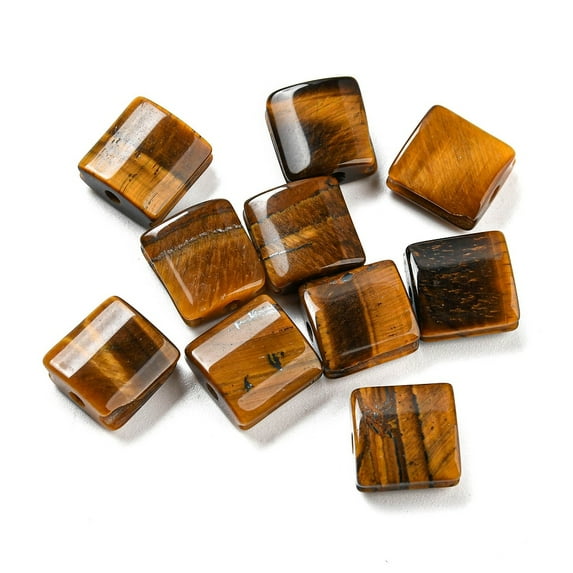 10pcs Natural Tiger Eye Beads Square 10x9.5~10x4.5~5mm Hole: 1.8mm