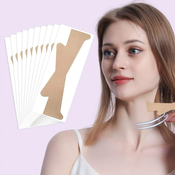 10pcs Neck Lifting Tapes, 10pcs Neck Wrinkle Bands Invisible Anti-Wrinkle Neck Lift Stickers for Instant Neck Skin Lifting (Elastic Translucent Stickers)