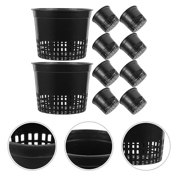 10pcs Net Pots Super Heavy Duty Cups Wide Lip Design Orchids Aquaponics Hydroponics Slotted Mesh Hydroponics Basket