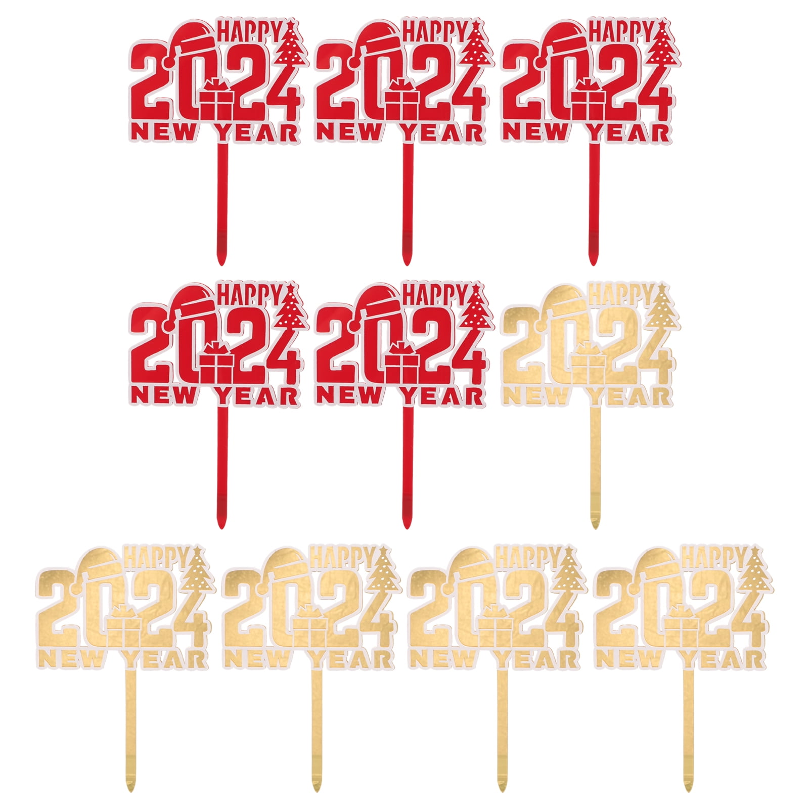 10pcs New Year Dessert Picks Cupcake Toppers New Years Eve Party