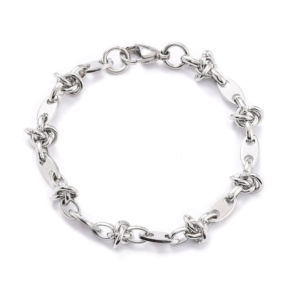 10pcs Non-304 Stainless Steel Link Chain Bracelet for Men Women Stainless Steel color 7-7/8 inch(20cm)