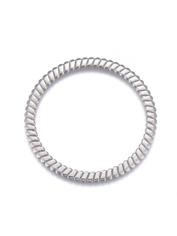 10pcs Non-Tarnish 304 Stainless Steel Linking Rings Laser Cut Textured Round Ring Stainless Steel color 35.5x1mm Inner Diameter: 29.5mm