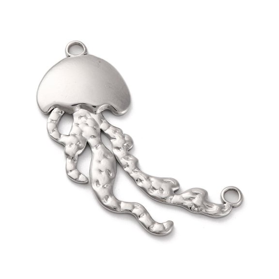10pcs Non-Tarnish 304 Stainless Steel Pendants Jellyfish Charm Stainless Steel color 18.5x22x3mm Hole: 2mm