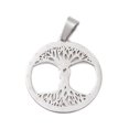 thumbnail image 1 of 10pcs Non-304 Stainless Steel Pendants Laser Cut Flat Round with Tree of Life Charm Stainless Steel color 27.5x25x1mm Hole: 7x4.5mm, 1 of 3