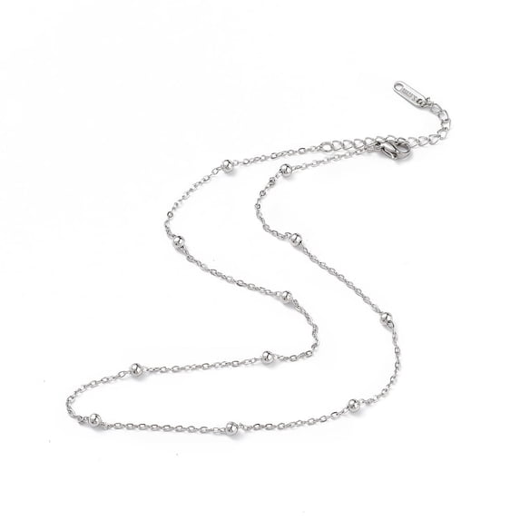 10pcs Non-Tarnish 304 Stainless Steel Satellite Chain Necklace for Men Women Stainless Steel color 15.75 inch(40cm)