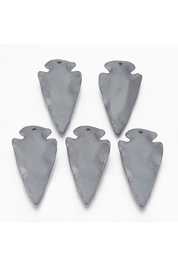 10pcs Non-magnetic Hematite Pendants Matte Style Arrowhead 45x24x8mm Hole: 2mm