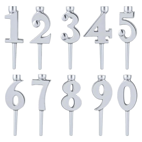 10pcs Number Candle Holder Set, Elegant Gold & Silver Number Candlesticks for Cake Decoration, Perfect for Birthdays, Weddings, Anniversaries, Special Events, Customizable Table Number Decorations