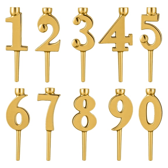 10pcs Number Candle Holder Set, Elegant Gold & Silver Number Candlesticks for Cake Decoration, Perfect for Birthdays, Weddings, Anniversaries, Special Events, Customizable Table Number Decorations