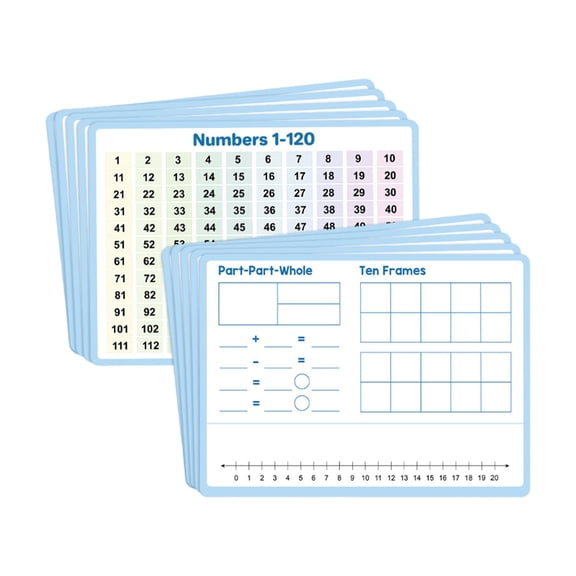 10pcs Number Line Whiteboard Double Sided Dry Erase Paper Material for Early Grade Student Classroom Activities