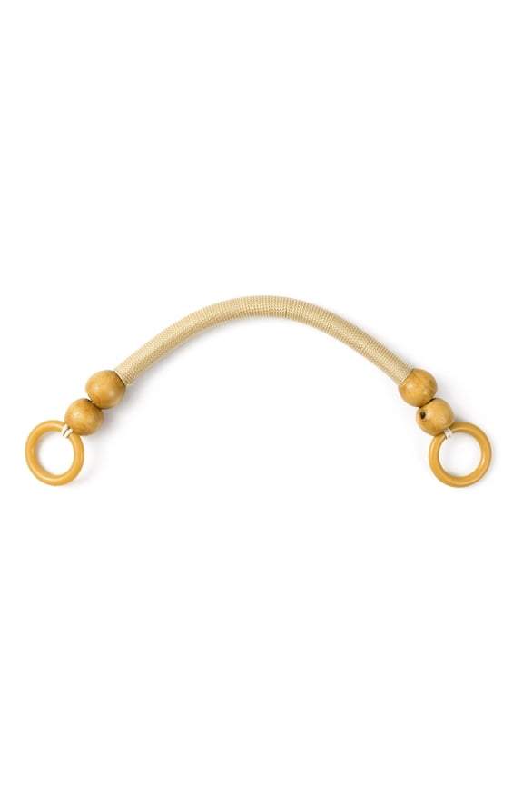 10pcs Nylon bag Handle with Wood Beads Purse Replacement Accessories Pale Goldenrod 37cm