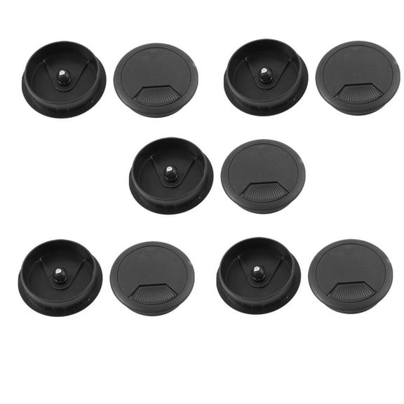 10pcs Office PC Computer Desk 53mm Diameter Grommet Cable Hole Cover Black