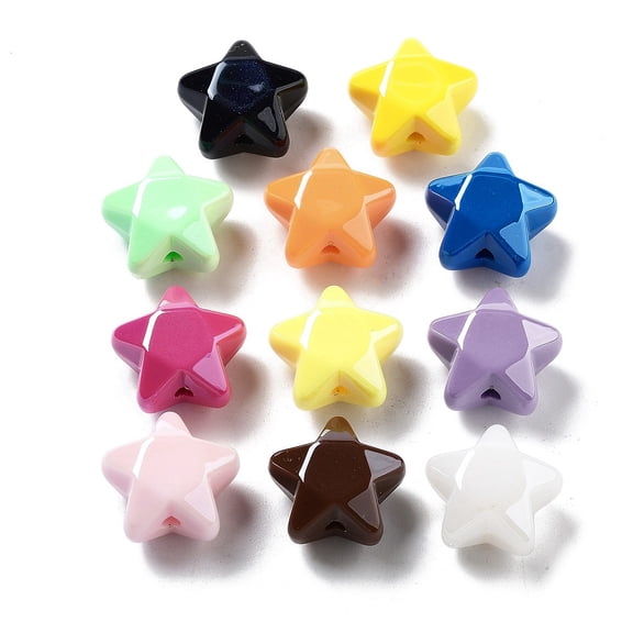 10pcs Opaque Acrylic Beads Star Star 19x20x11.5mm Hole: 2.8mm