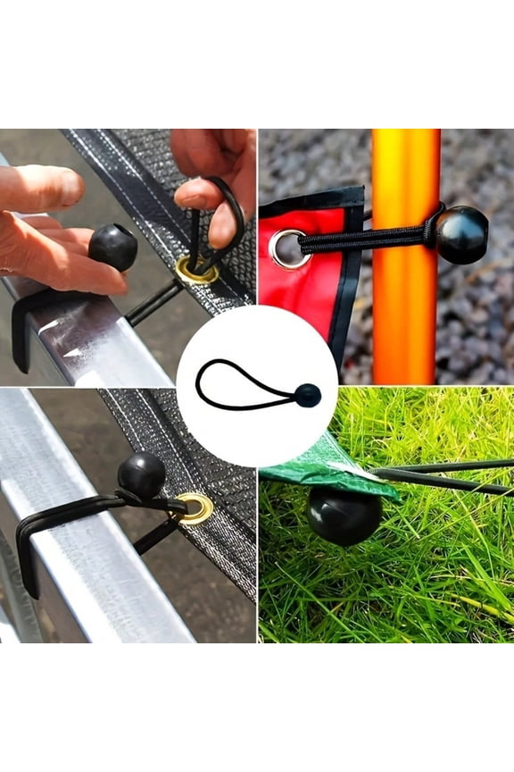 10pcs Outdoor Tent Fixing Elastic Rope - UV Resistant Bungee Cords for Camping, Tarpaulins, RVs, and Cargo