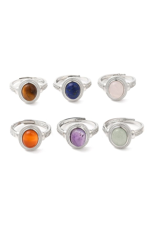 10pcs Oval Adjustable Ring Brass Jewelry for Women Cadmium Free & Lead Free 2.5~3.3mm Inner Diameter: 18.8mm