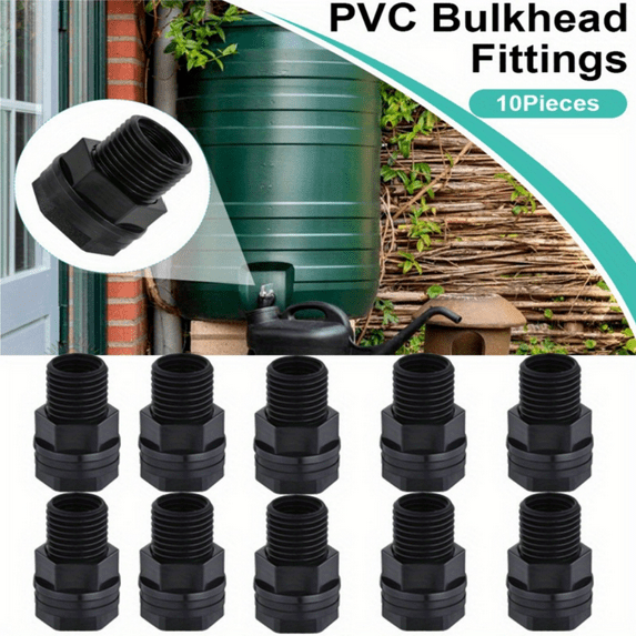 10pcs PVC Bulkhead Fitting 1/2 Inch Female Npt X 3/4 Inch Male Ght for ...