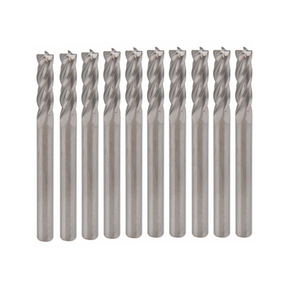 10pcs PVC Carbide CNC 4 Flute Spiral Bit End Mill Cutter 3.175 x 12mm
