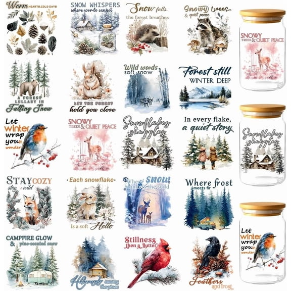 10pcs PVC DIY Heat Transfer Paper for UV Sublimation Cup Mixed Shapes 110x240mm 10 style 1pc/style 10pcs/set