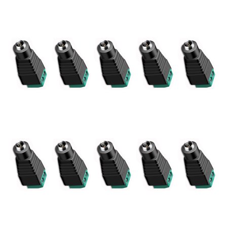 10pcs/Pack DC12V-24V 5.5x2.1mm Power Plugs Ideal For Monitoring Systems Cable Security Camera Wire Ends Barrels Adapter